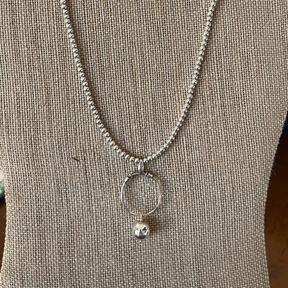 Opulenza SS ball chain and dangle pendant